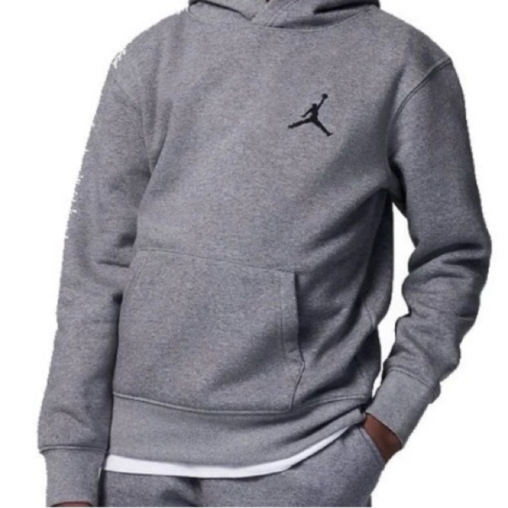 Nike Air Jordan Hoodie Gray Youth XL Pullover Jumpman Sweatshirt Boys Fits Men S